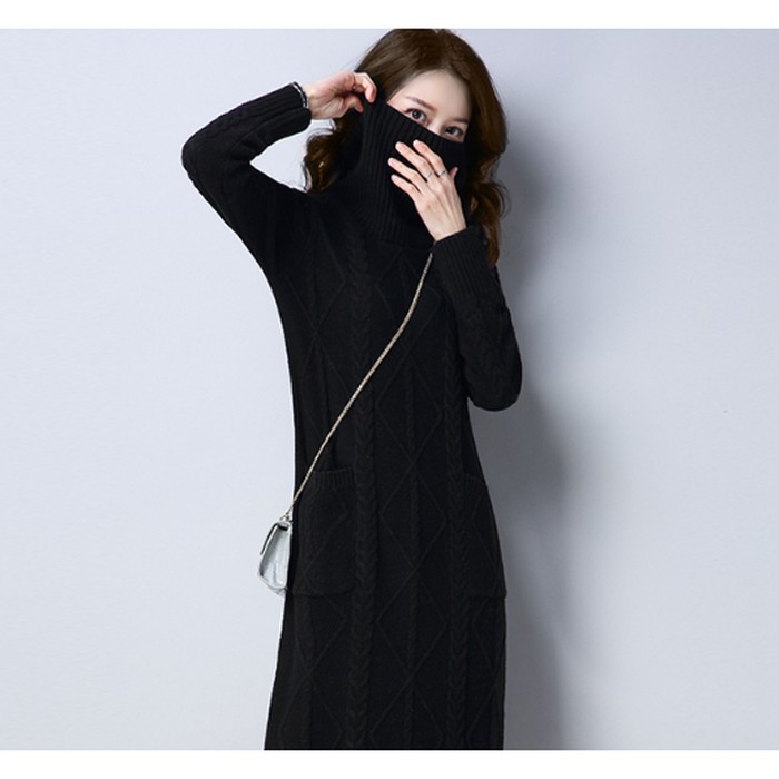 WSA114 SWEATER DRESS rajut halter neck terusan wanita jaman now