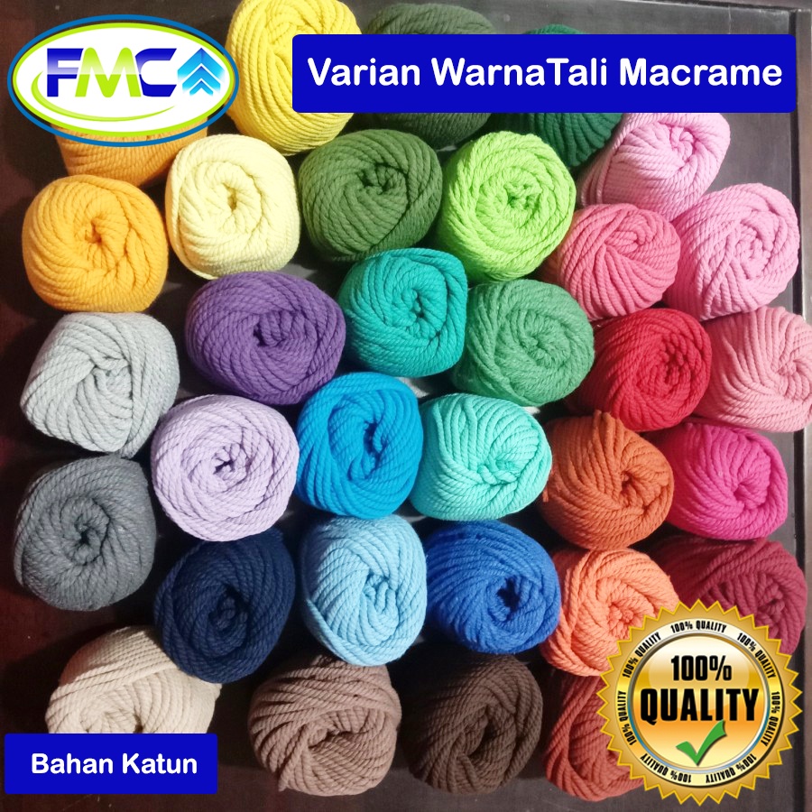 Tali Katun Macrame 2mm 3mm Warna Kualitas Super Tali Tas Sepatu Aksesoris Gantungan Hiasan Kerajinan Cotton Rope Makrame