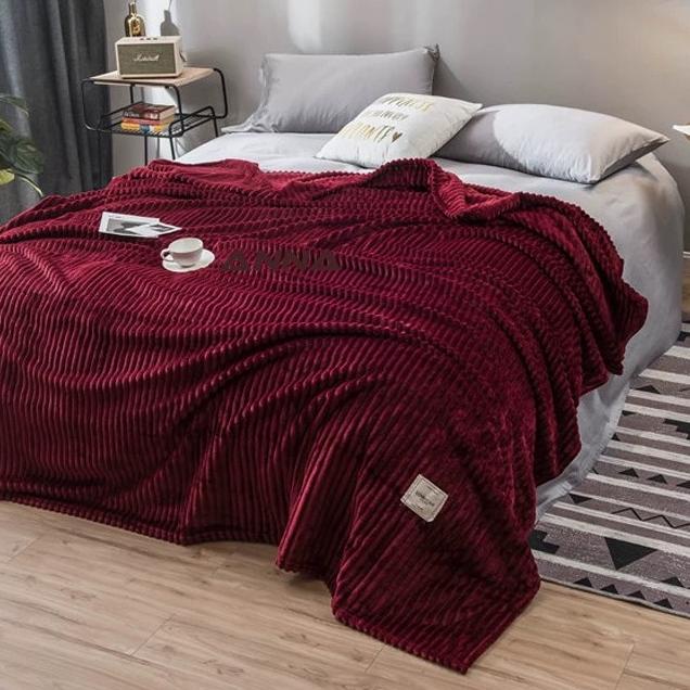 BARU BISA  : HA005 Selimut Bulu Embos SALUR Polos Tebal Uk 180 x 200 Super Lembut Bagus Harga Grosir