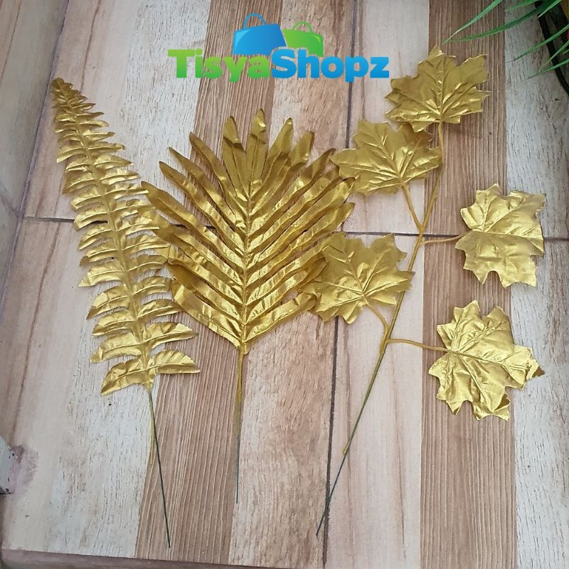 Daun Anggur Gold / Daun Cemara Pakis Gold / Daun Anggur Plastik
