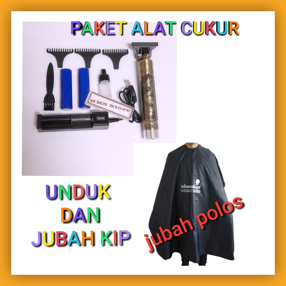 Mesin cukur Pake batrai dan free 2 batrai Alat Cukur Elektrik Hair Clipper Ceramic Rechargeable - WS-T99 UNDUK MOTIF NAGA PAKET DENGAN JUBAH