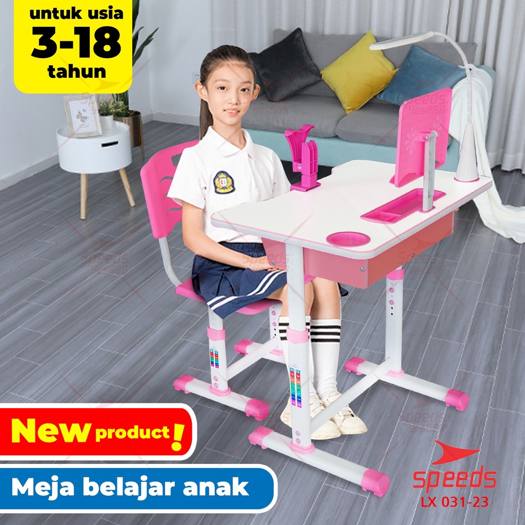 SPEEDS Meja Belajar Anak Set Meja Kursi Belajar Dewasa Portable Ukuran 70 dan 80cm 031-23-24