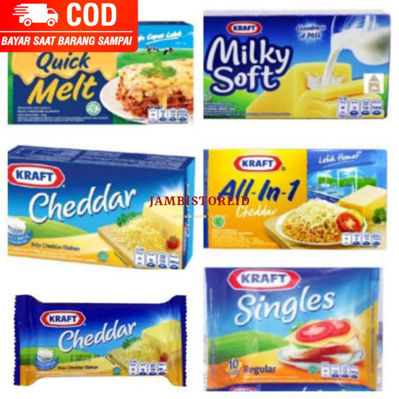 

(JAMBISTOREID) JAMBI LANGSUNG KIRIM Keju Kraft Asli All Variant Cheddar 165gram Asli Original All in One Milky Soft Singles untuk Hamburger Sandwich Quick Melt Mozarela Mozza Mozzarella Mozarella Parut Bar Jambi