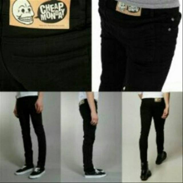 Jeans Melar Soft Jeans / Pensil Strecth Slimfit Skinny Celana Panjang  Pria warna Hitam Full