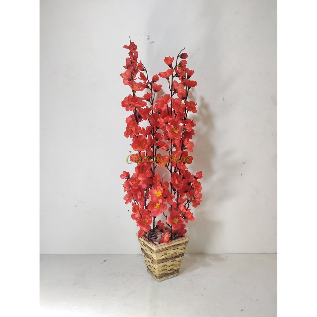 Bunga Sakura Plastik T50cm - Dekorasi Imlek Pajangan Rumah & Kantor Bunga Plastik Sakura Artificial-4
