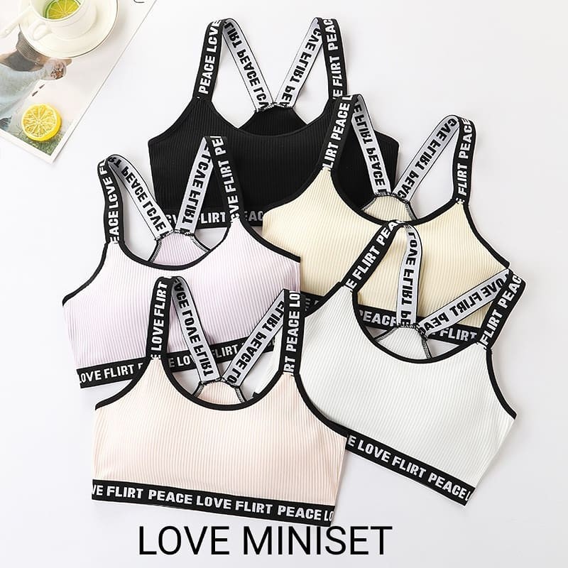 BAJUKIDDIE LOVE MINISET SPORT BRA ANAK REMAJA SD SMP KOREA IMPOR