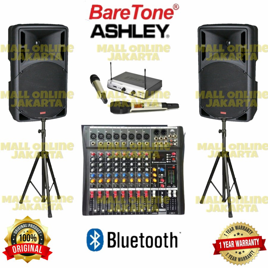 Paket Speaker Aktif 15 Inch Baretone a1530Pro 8 channel mic wireless