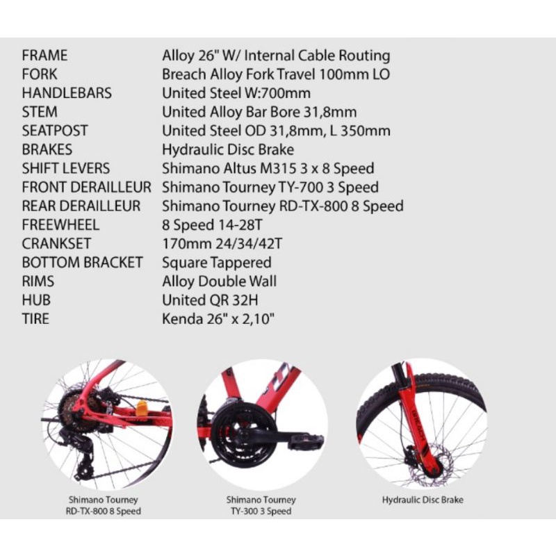 Sepeda Gunung MTB 26 inch United Stavros Alloy