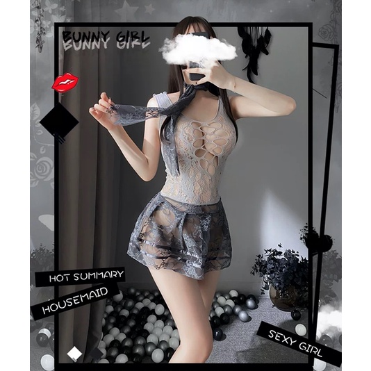 Sexy Lingerie Wanita transparan Mini dress Cosplay Lingerie Babydoll Bodysuit 3A191