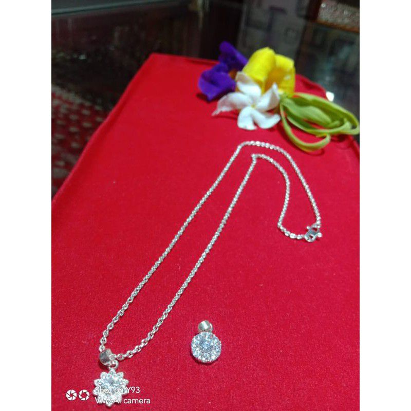 kalung medan + liontin permata motif dewasa perak 99