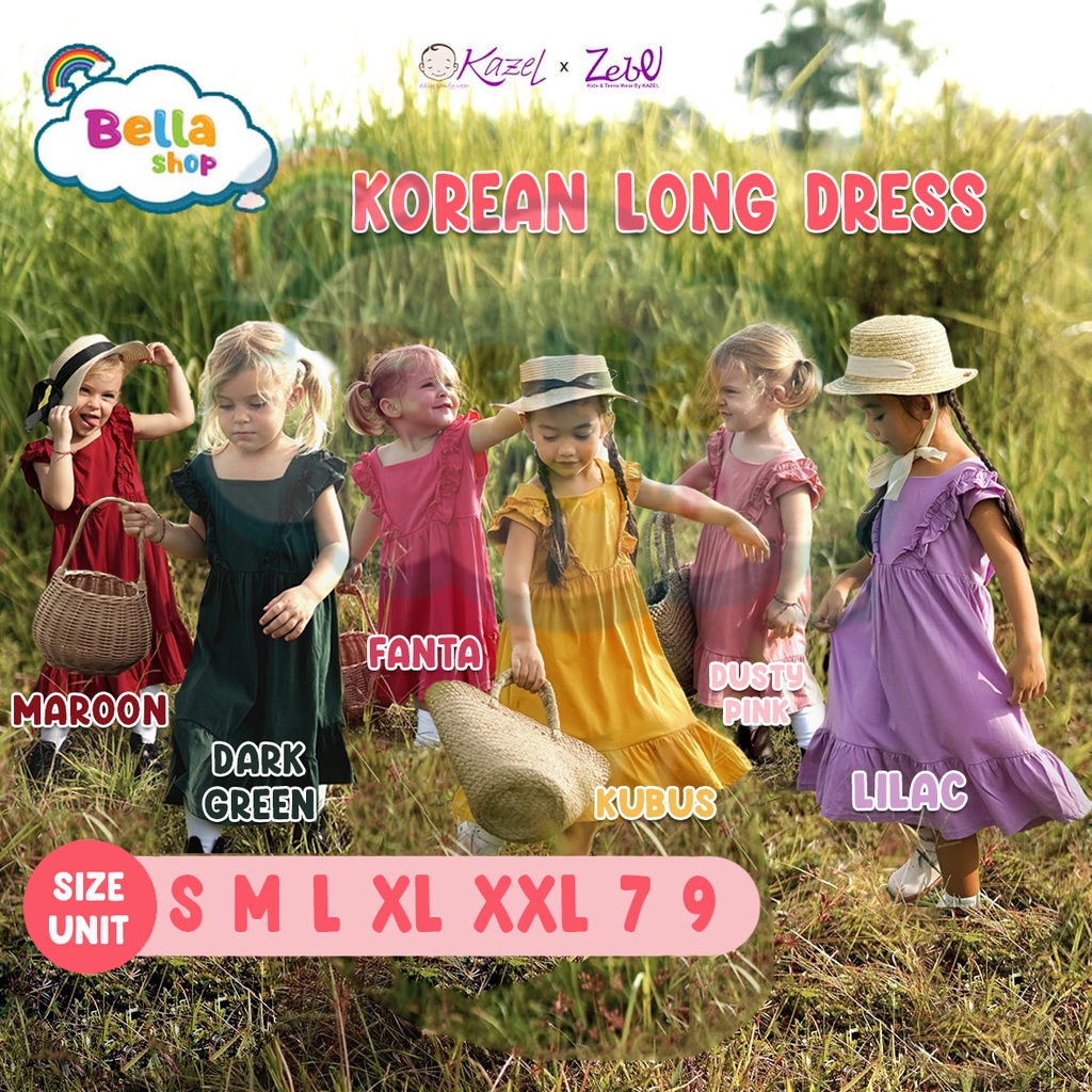 Kazel x Zebe Korean Long Dress Kazel Korea Dress Kazel Dress Anak TOKO LIELYS