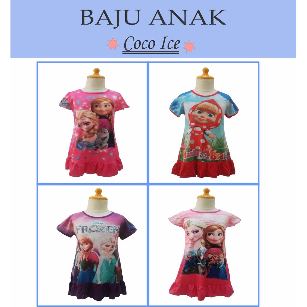 Dress Anak sz 4-12 tahun Coco Ice Frozen Elsa Marsya