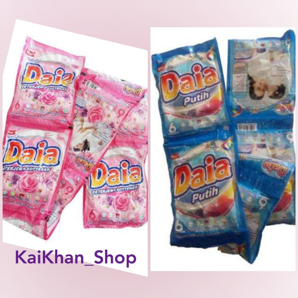 DAIA Deterjen &amp; Softener Violet Pink Putih [ Kemasan 53gram ]