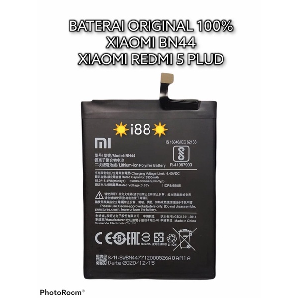baterai xiaomi redmi 5+ redmi 5plus BN44 BN 44 baterai xiaomi redmi 5plus