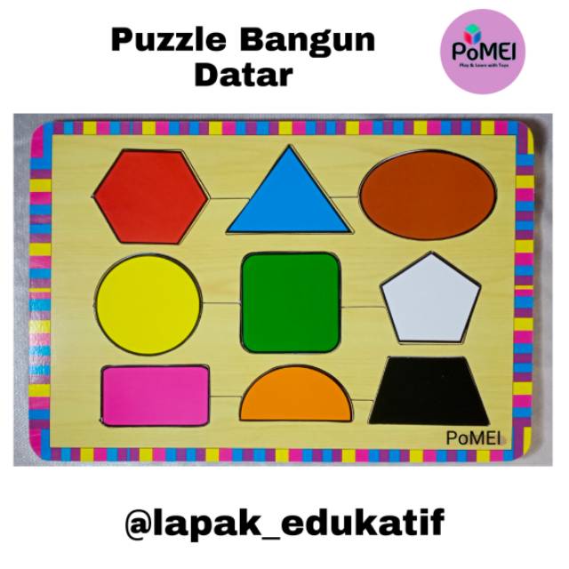 Puzzle Kayu Puzzle Bangun  Datar  Maian Edukatif Anak 