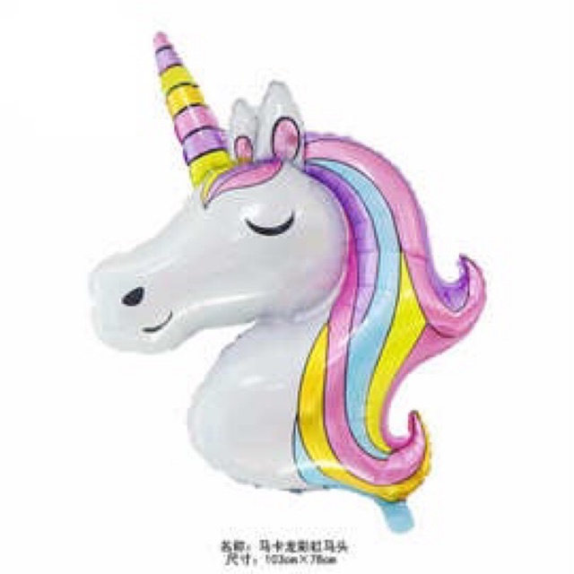 Balon foil karakter kepala unicorn pink ungu jumbo /paket balon