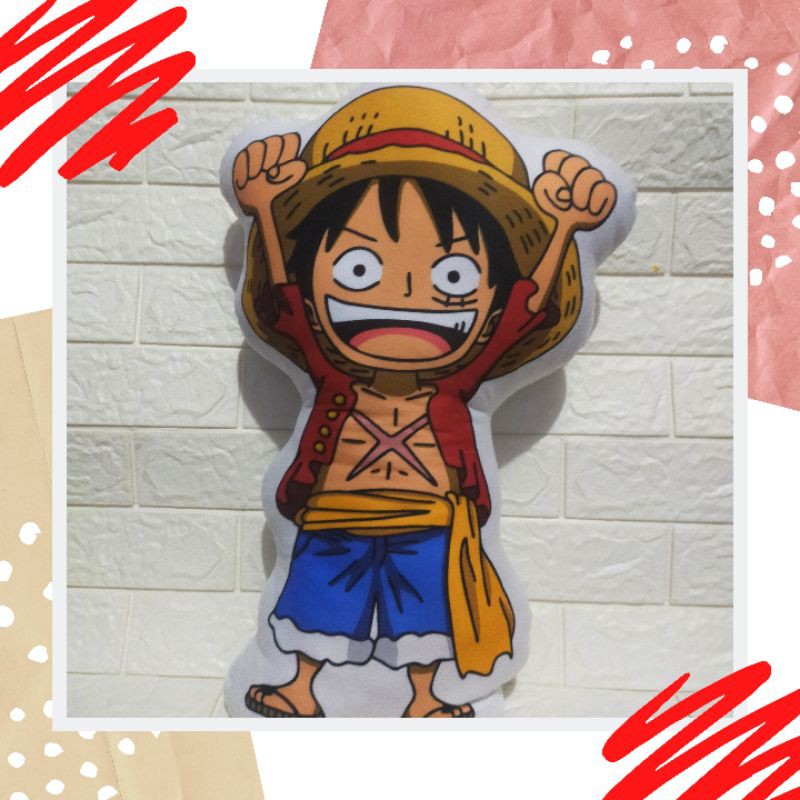 bantal boneka plushie anime one piece luffy menerima custom bantal velboab anime kpop dll