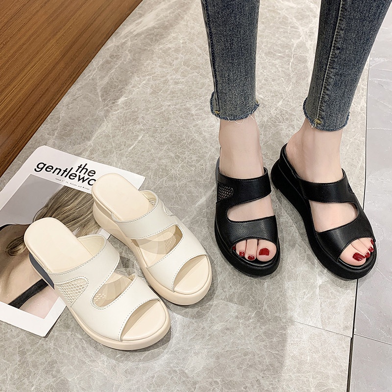 SN068 - Sandal Wedges Fashion Korea   Wanita