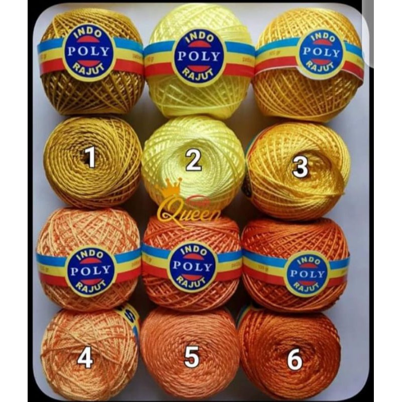 (NEW) Benang rajut POLY INDO KILAP varian orange