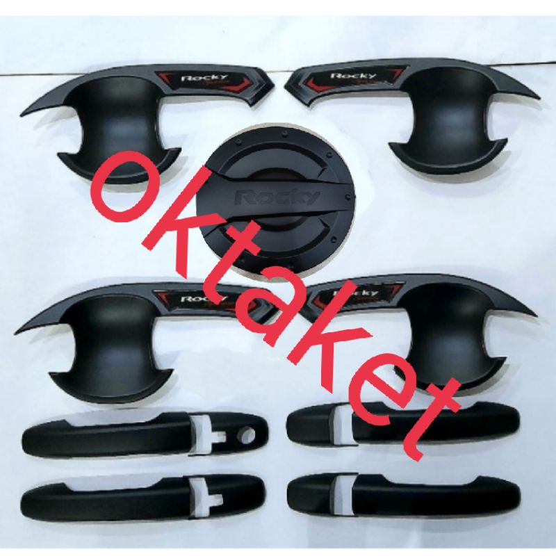 paket outer handle tank cover Daihatsu Rocky 2022 2023 hitam chrome list merah