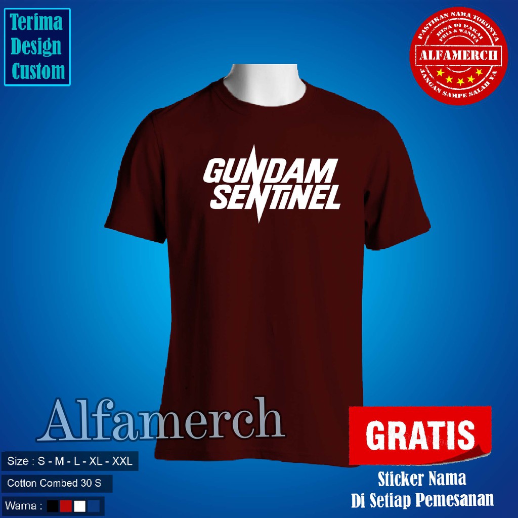 Baju Kaos T shirt Tshirt Pendek GUNDAM SENTINEL Keren Pria Wanita