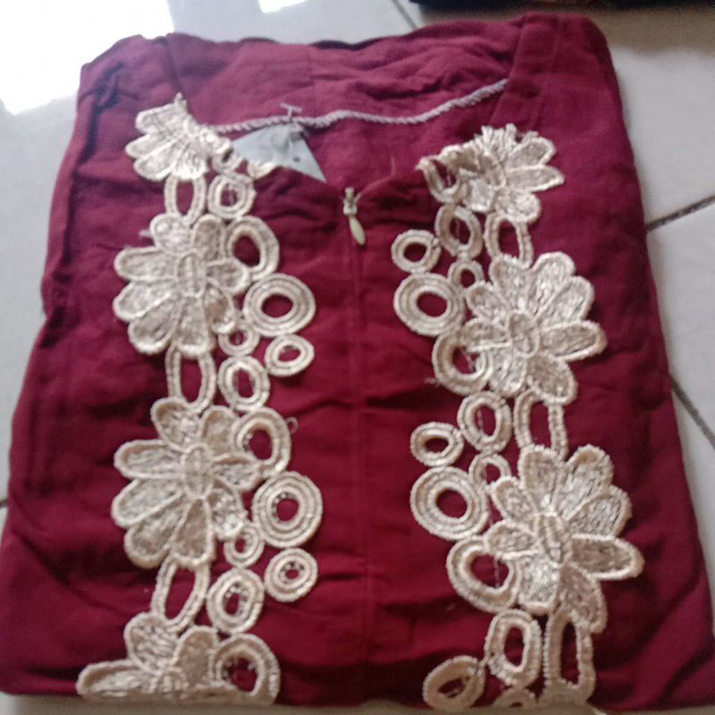 DASTER ARAB TUNIK LULU JUMBO LD 125 standar ld 110 renda full muter-Marun