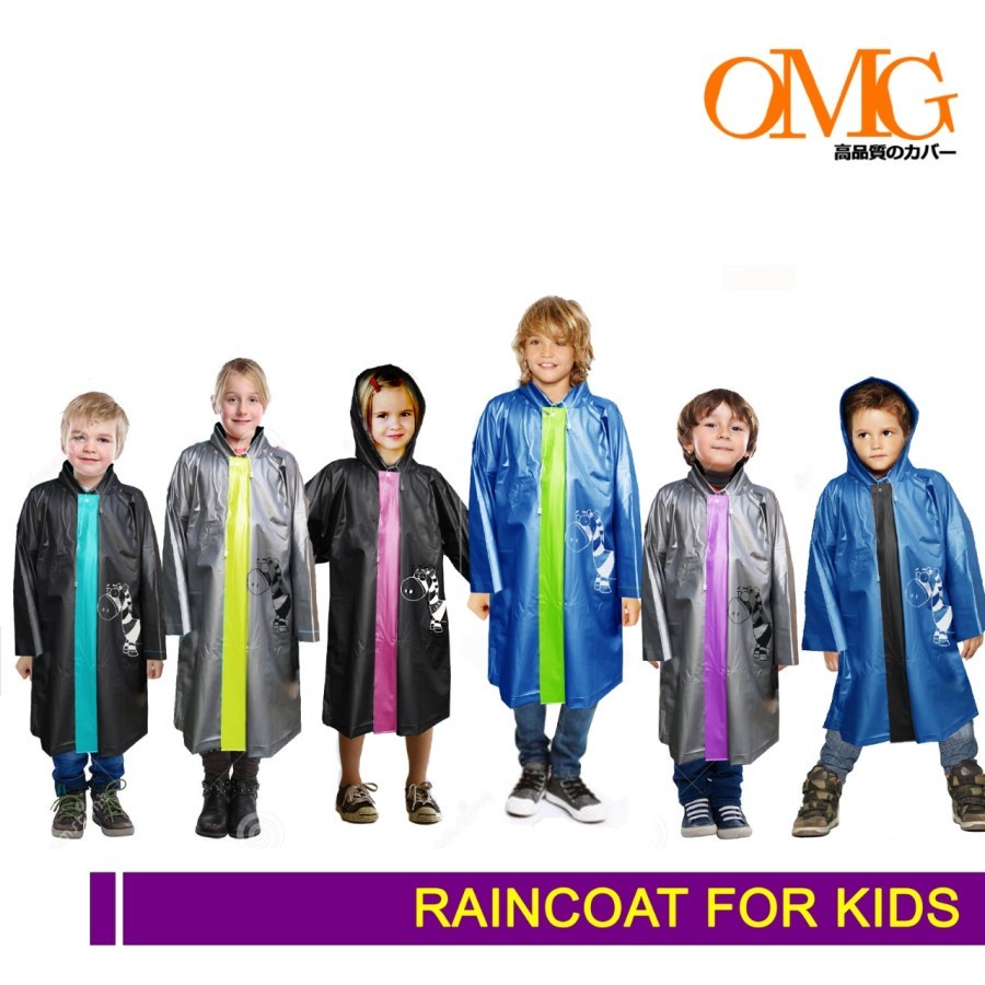 Jas Hujan Anak anak perempuan Laki Poncho Ponco Lengan Jubah sampai kaki raincoat kids merk OMG 5 6 7 8 9 10 Tahun TK SD Jubah Poncho raincoat kids Children OMG Berkualitas