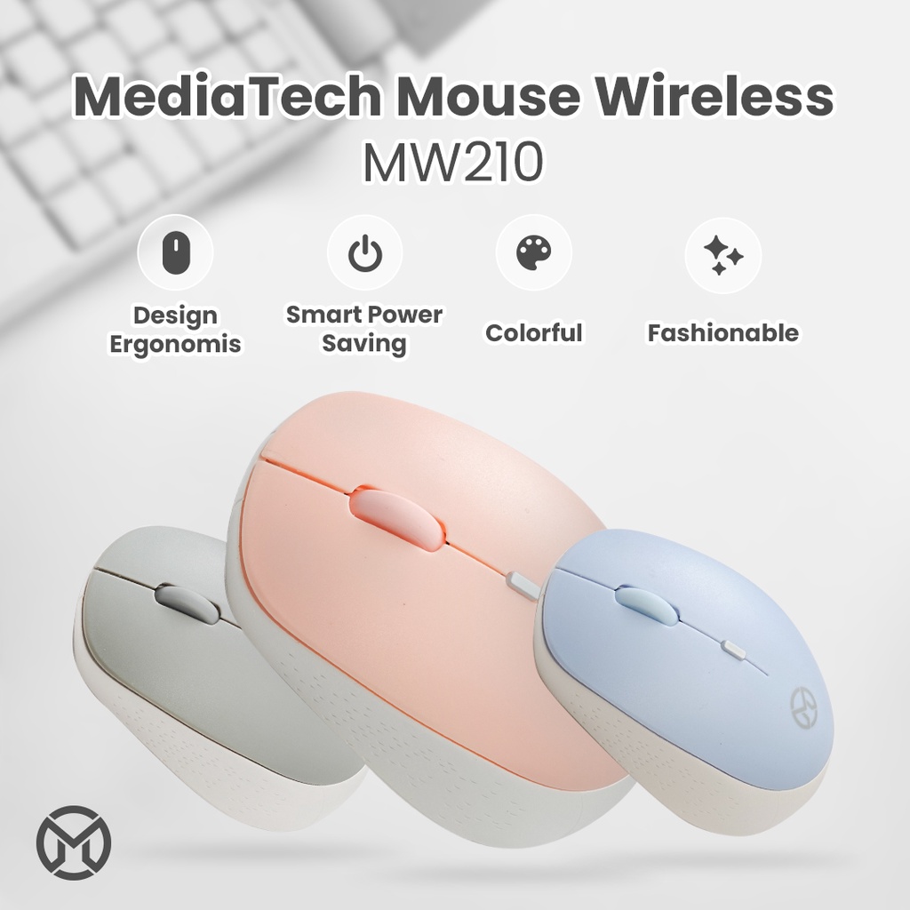 Mouse Wireless Mediatech MW210 2.4GHz Optical 800 - 1600DPI dengan Receiver USB untuk PC Laptop