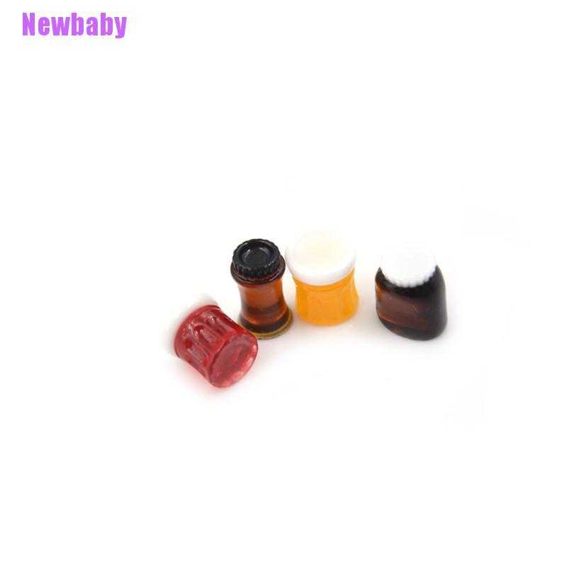 Newbaby 4pcs / set Mainan Miniatur Toples Selai / Kopi Skala 1: 12 Untuk Dekorasi Rumah Boneka DIY