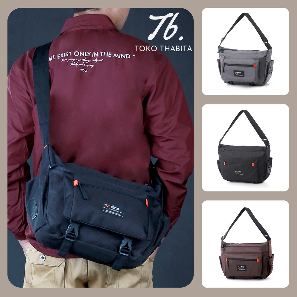 Toko Thabita Tas Selempang Pria Distro Elbrus Original Sling Bag Cowok Polos Besar