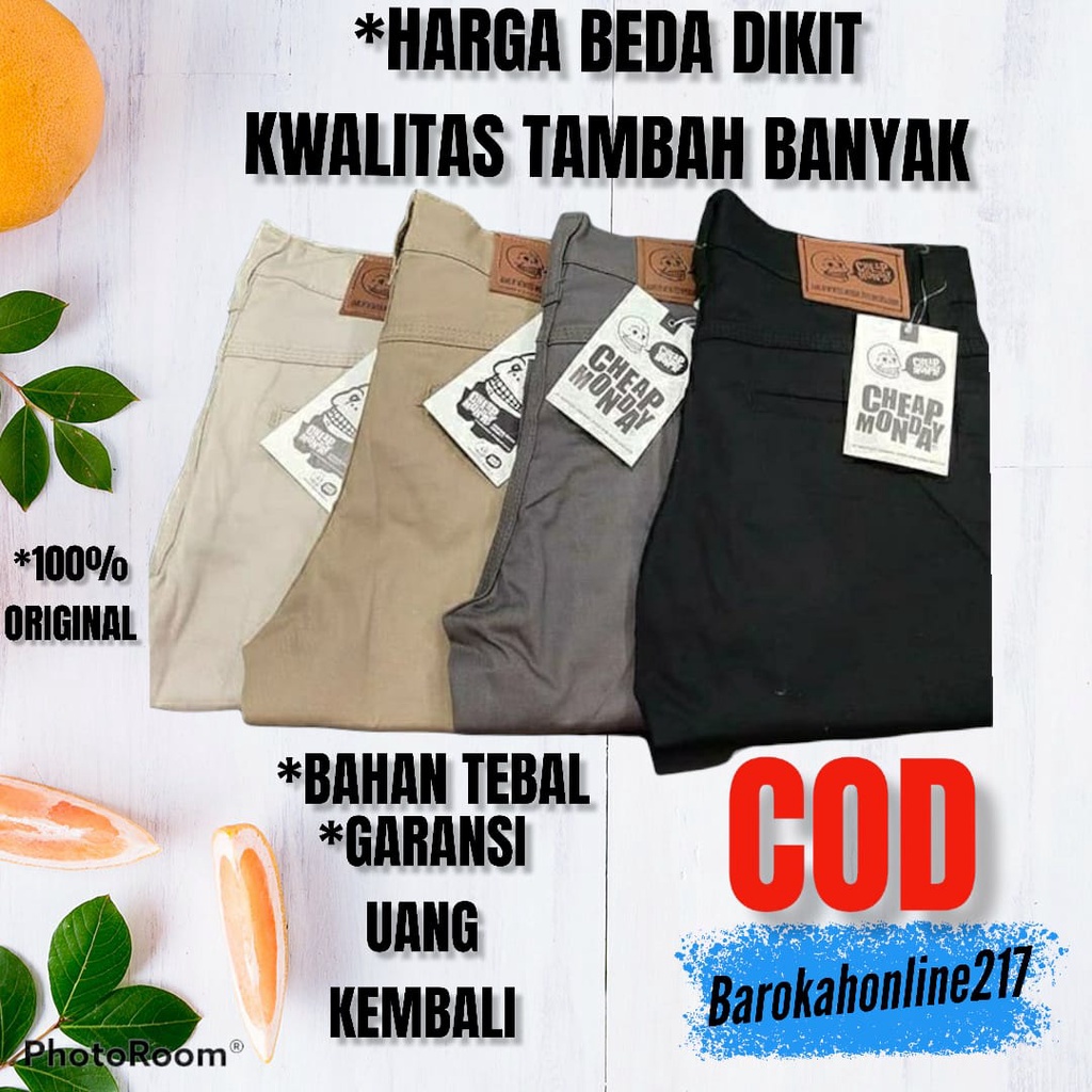 Celana Panjang Reguler Chino/Cino/Chinos Pria/Cowok Standar - Krem(Cream)/Abu(Grey)/Hitam