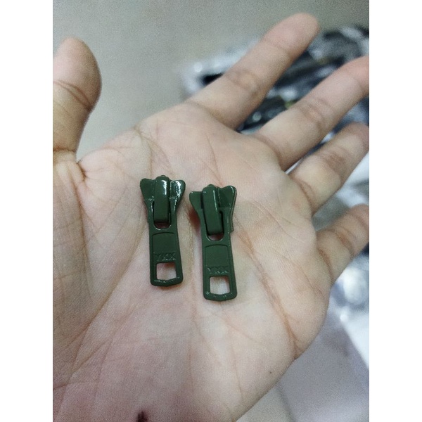Kepala Resleting YKK No.5 Nomor 5 Gigi Vislon Jagung Buaya Lock Kotak Hijau Army 566