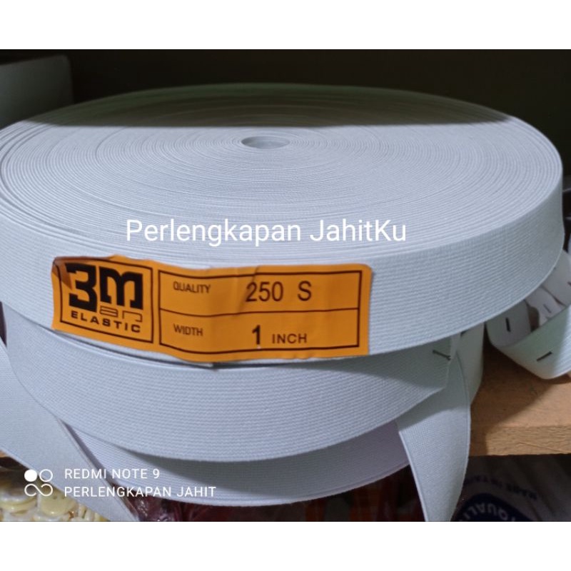 Karet Elastis / Elastic Merk 3M Putih Tebal Bagus Berkualitas Lebar 2,5 cm harga permeter