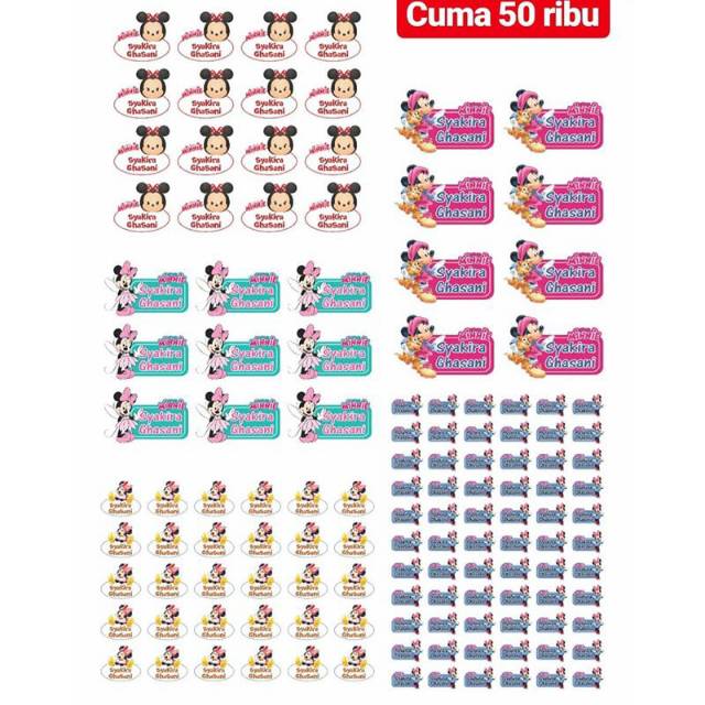 

Sticker nama waterproof (minnie mouse)