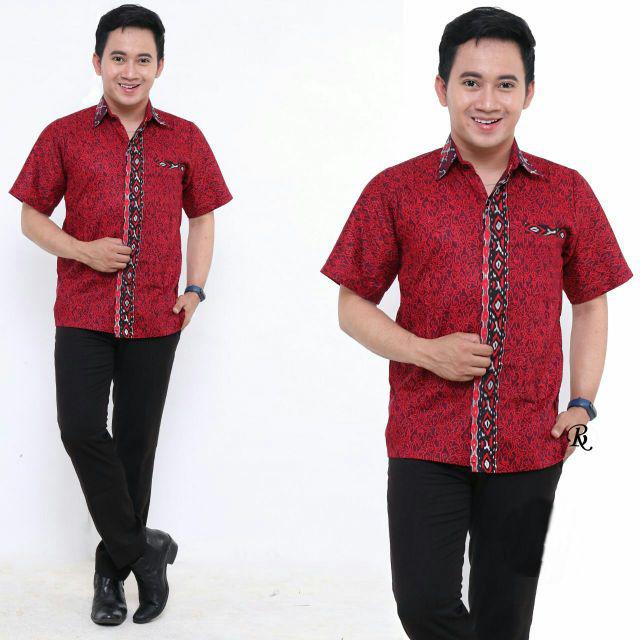 Batik Couple / Batik Couple Keluarga /Batik Jumbo / Sarimbit Keluarga / Baju Batik Marsya Gurdo Mega Merah-Hem M