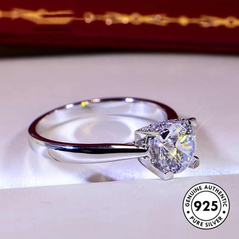 Cincin S925 Silver Desain Tulisan Aksen Berlian