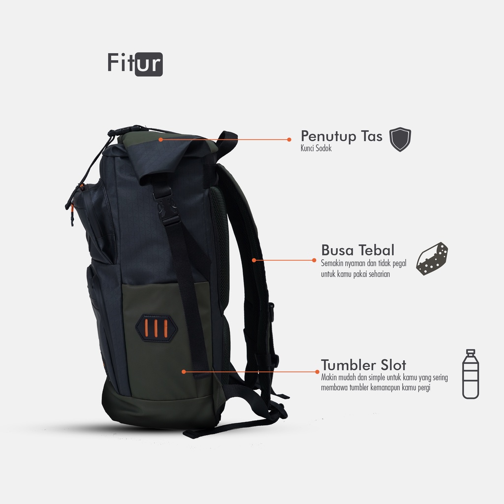 Tas ransel Backpack urban factor - Aileron Black - Tas laptop