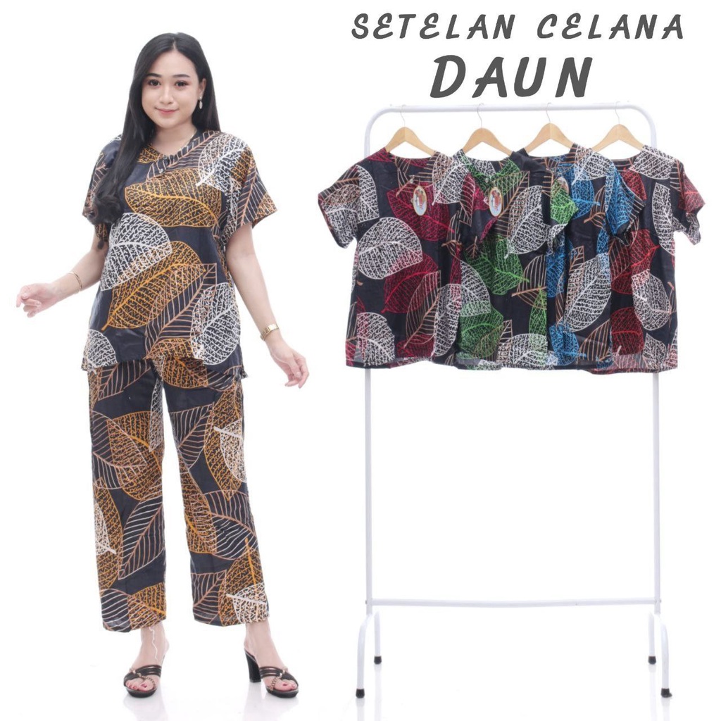ONE SET wanita setelan celana panjang andin cp piyama baju tidur rayon