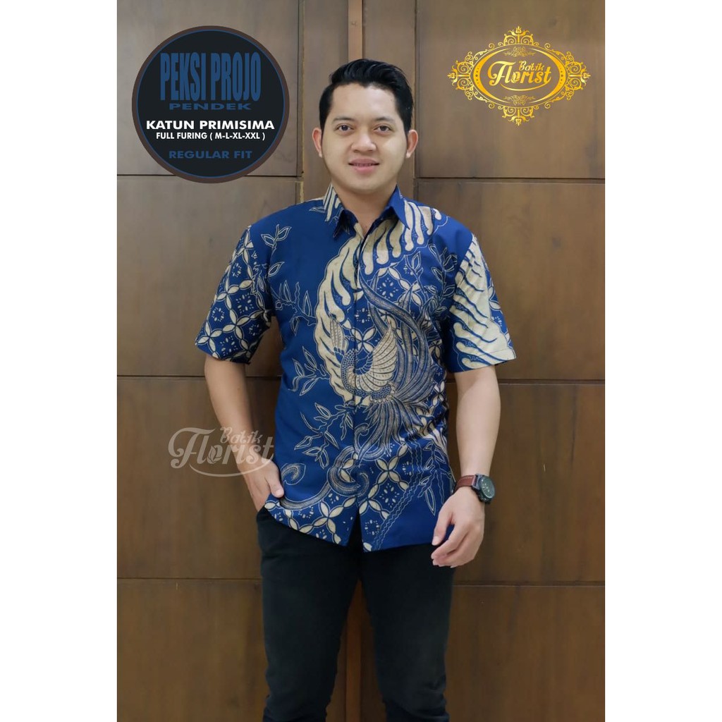 PEKSI PROJO PENDEK Kemeja Batik Pria Full Furing Bahan Katun Cabut Primisima