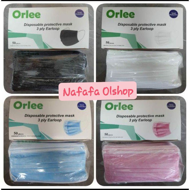 Masker Orlee Earloop/ Telinga 1 Dos / Box  50Pcs EMBOSS