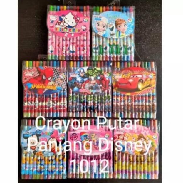 

き Crayon Putar 12 warna panjang Karakter,12 colour twist crayon cute character じ