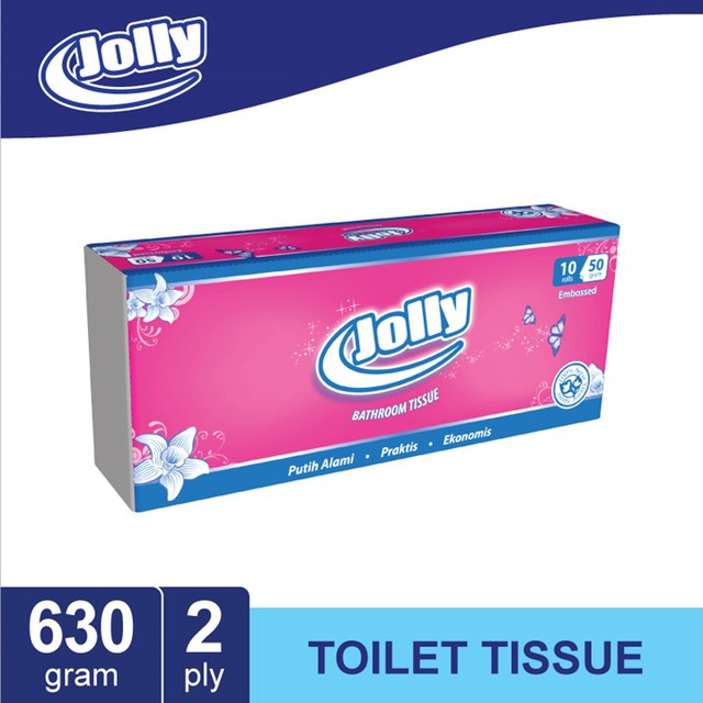 Jolly Tissue Toilet Core Emboss  10 rolls x 50 gr Shopee 