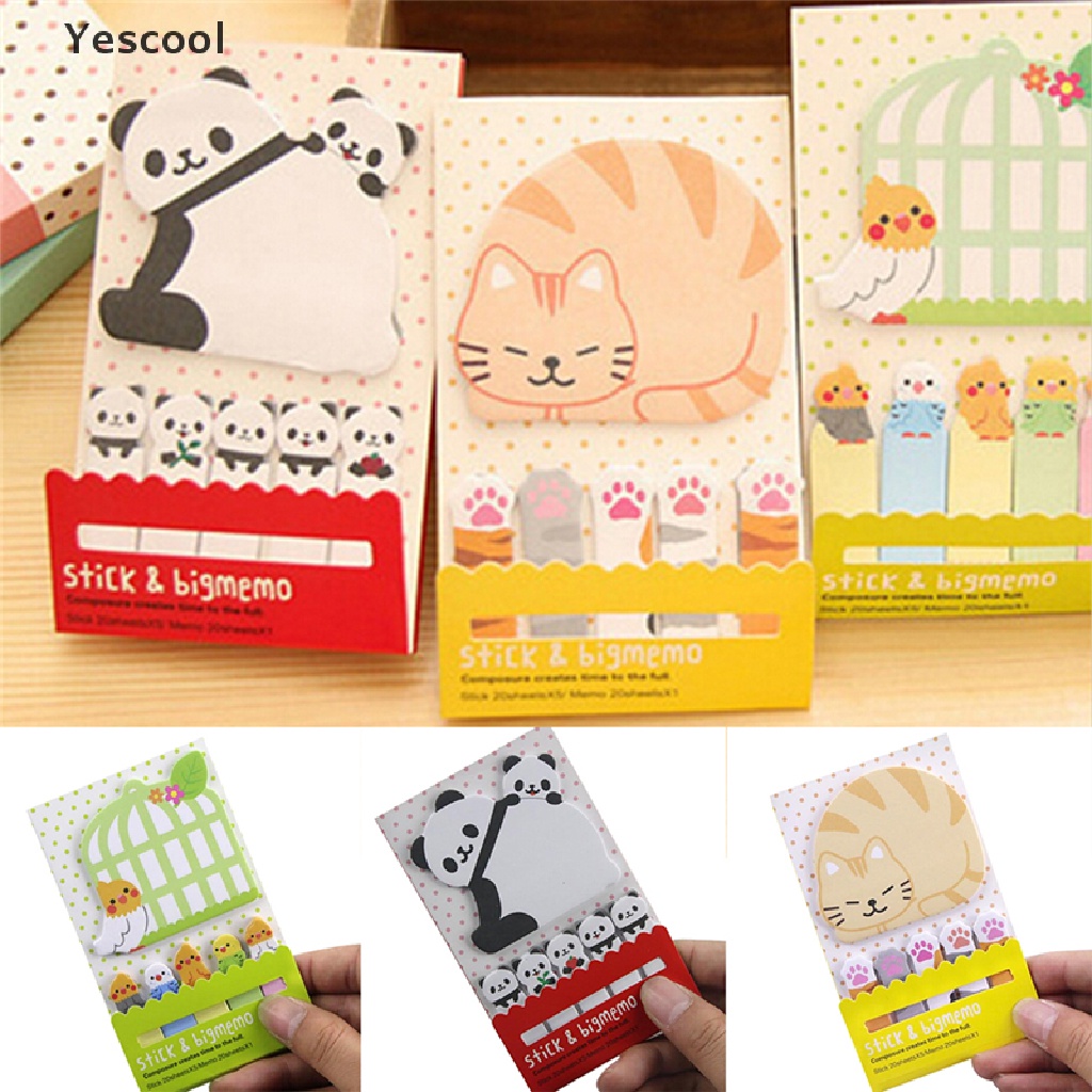 Yes Sticky Notesmemopost It Motif Kartun Pandakucing Lucu Kawaii Multi Warna Untuk Kantorsekolah