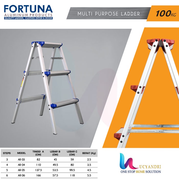 TANGGA LIPAT ALUMINIUM PREMIUM AROMA AR 03 MURAH TEBAL KOKOH BAGUS