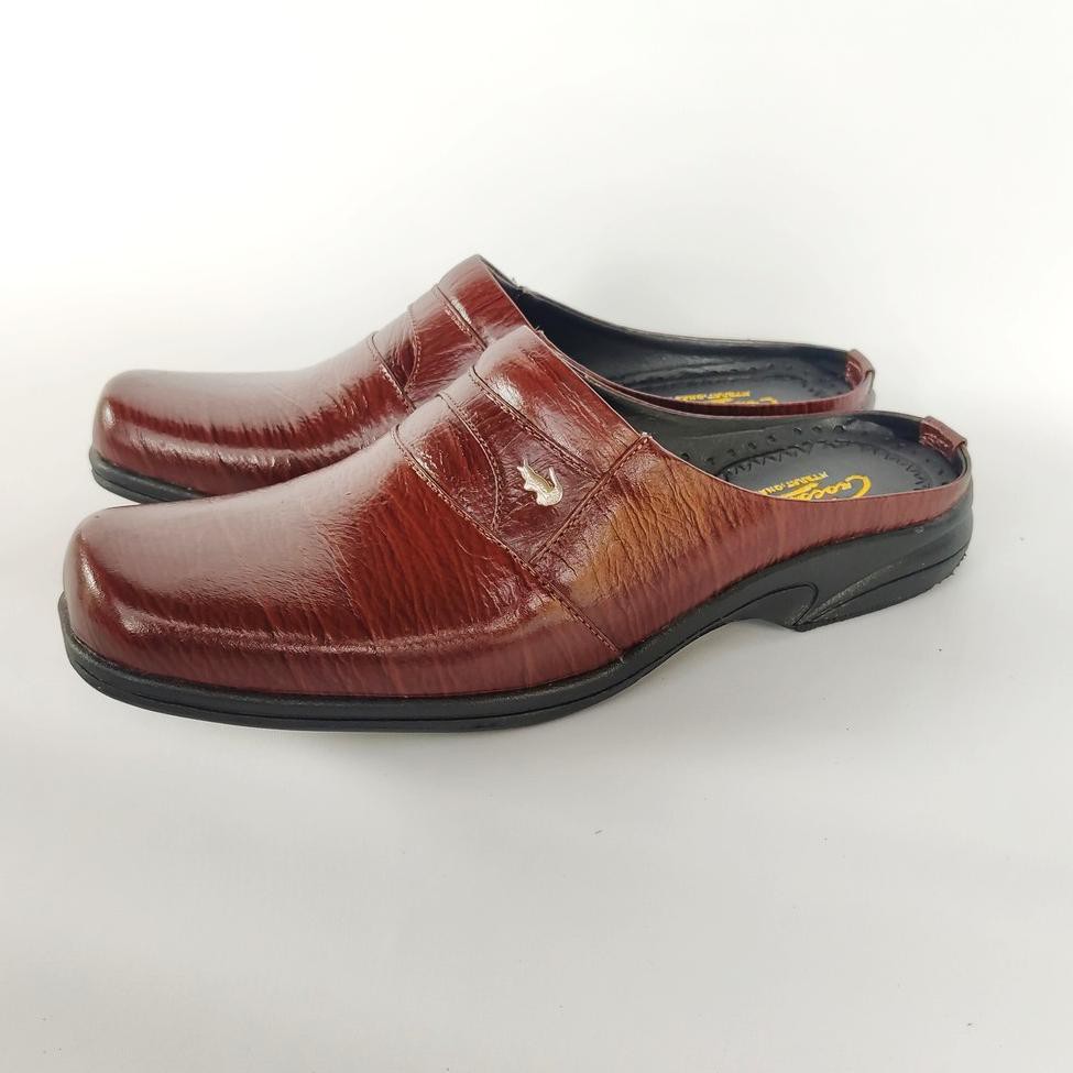 {CODE TR611} Sepatu sandal pria formal sendal selop laki laki kulit asli crocodile sol karet tidak l