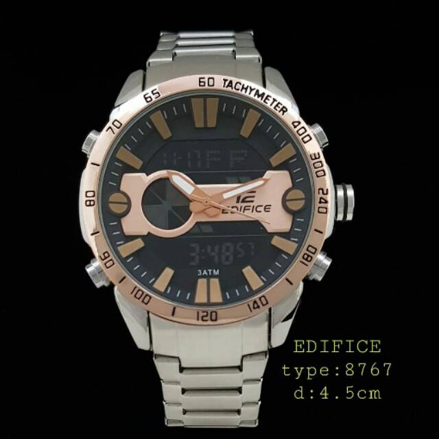 Jam pria casio Edifice 8767 dual time sport