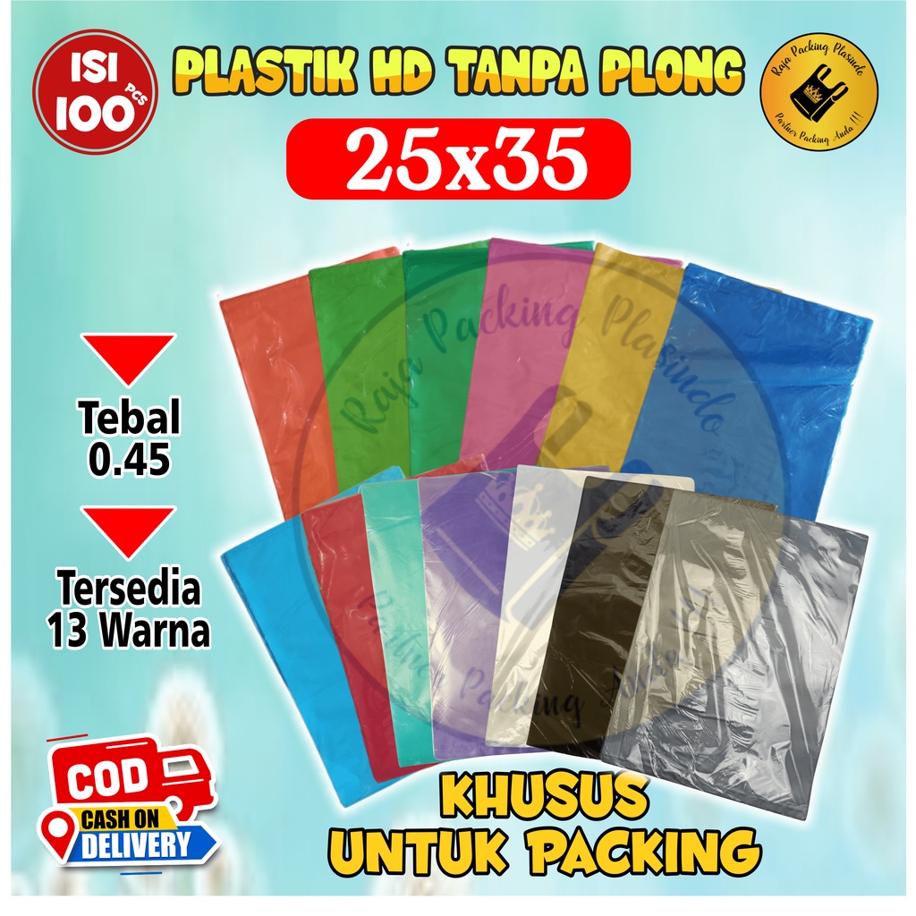 Plastik Packing Olshop HD TANPA PLONG Uk 25x35 isi 100 lembar Tebal 0,45 packing olshop / plastik