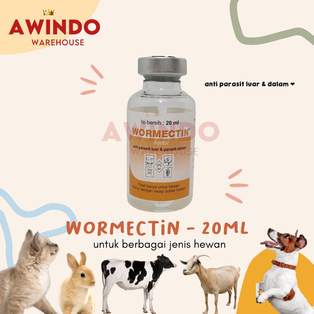 WORMECTIN 20ML - Obat Hewan Anti Jamur Cacing Parasit Kucing Anjing