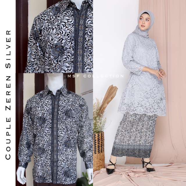 couple zeren silver/ sarimbit batik/ kmeja pria/ tunik brocad/ baju kondangan/ baju lamaran
