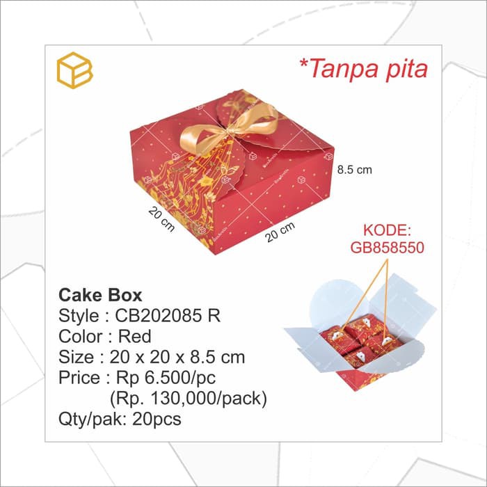 

Ready Stok CB202085 - Cake Box, mooncake, Dus, Packaging, Kotak - Red